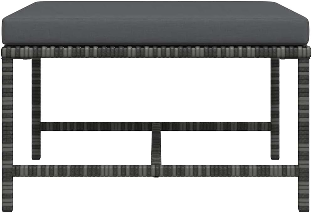 Sectional Patio Footrest, Outdoor Modular Ottoman Footstool with Thick Cushio...