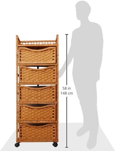 Red Lantern 46" Natural Fiber Chest of Drawers on Wheels - Honey