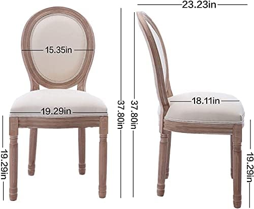 Nrizc French Country Dining Chairs Set of 4, Farmhouse Fabric Chairs with Rou...