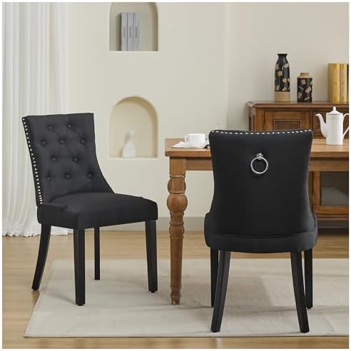 Dining Chairs Set of 6, Modern Kitchen Chairs with Back, Black