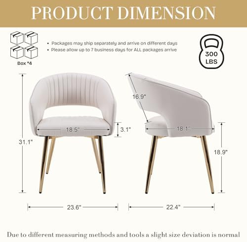 Modern Dining Chairs Set of 8, Upholstered PU Leather Gold Dining Room Chairs...
