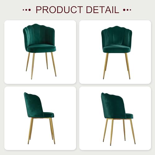 VECELO Velvet Dining Chairs Set of 2, Modern Upholstered Kitchen Chairs with ...