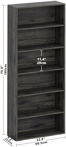 IRONCK Bookshelves and Bookcases Floor Standing 6 Tiers Display Storage Shelv...