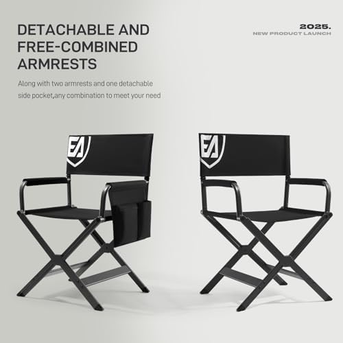 EVER ADVANCED Aluminum Lightweight Directors Chair Foldable, Folding Studio M...