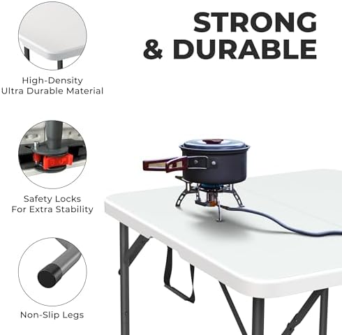 Our Modern Space 34" Square Foldable Table with Built in Handle & De...