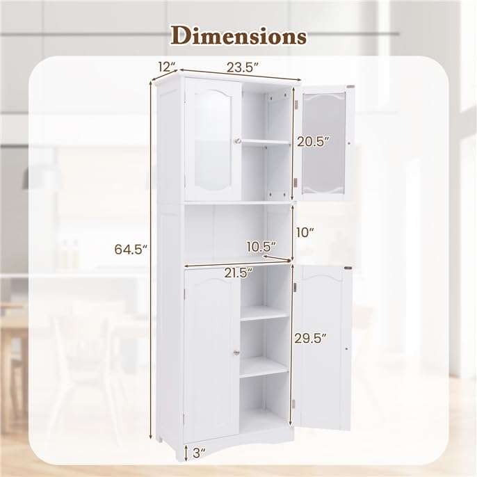 NAFORT Tall Storage Cabinet, Freestanding Cupboard with Adjustable Shelves, F...