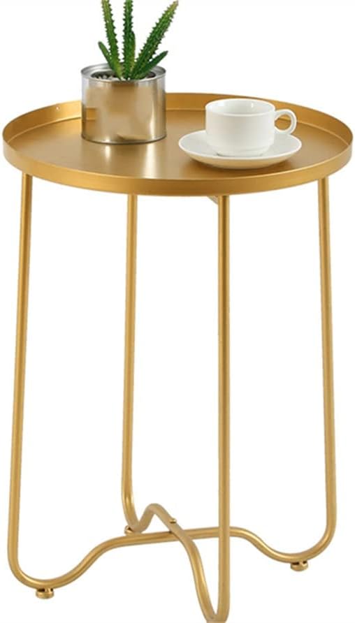 Nordic Iron Small Coffee Table Foldable Gold Color Simple Sofa Side Living Ro...