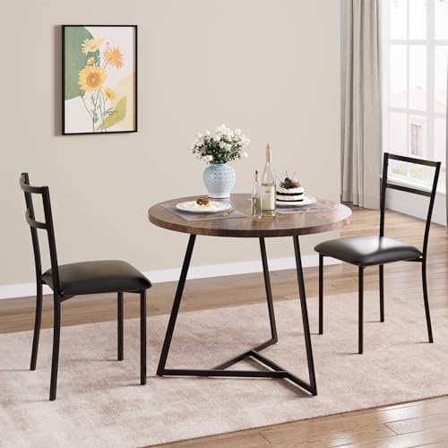 GAOMON Dining Table Set for 2, Kitchen Table and Chairs for 2 with Upholstere...