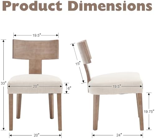 Farmhouse Dining Chairs Set of 6, Mid Century Modern Kitchen Chair Upholstere...