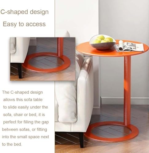 C-Shaped Round Side Table for Living Room, Bedroom, and Office - Metal Coffee...