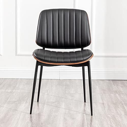 LUNLING Dining Chairs Set of 2 Mid Century Modern Retro Faux Leather Chair wi...