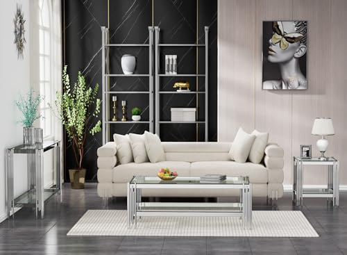 SSLine Modern 3 Piece Living Room Table Set, Includes 1 Coffee,1 End and 1 Co...