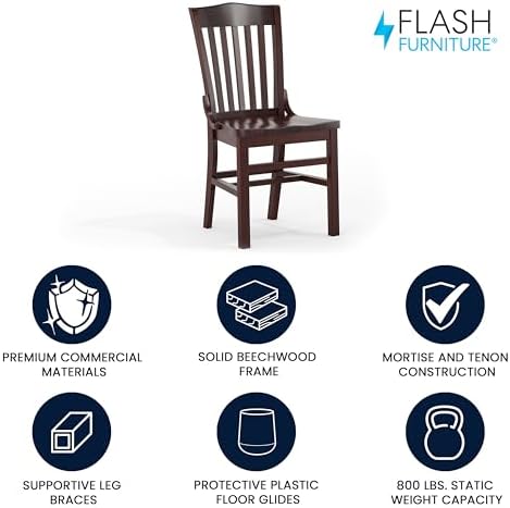 Flash Furniture Hercules Wood School House Back Restaurant Chair, Walnut