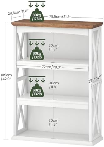 CHOEZON 4-Tier Bookshelf, 42.9" Small Bookcase, Floor Standing Organizer...