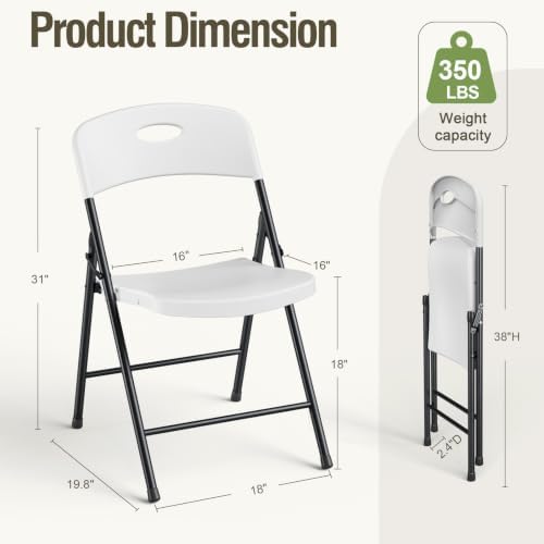 Folding Table and Chairs Set for 5, 36 Inch Foldable Plastic Table with Carry...