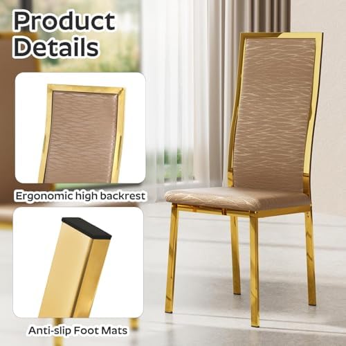47" Modern Glass Dining Table Set for 4, 5-Piece Rectangular Kitchen Tab...