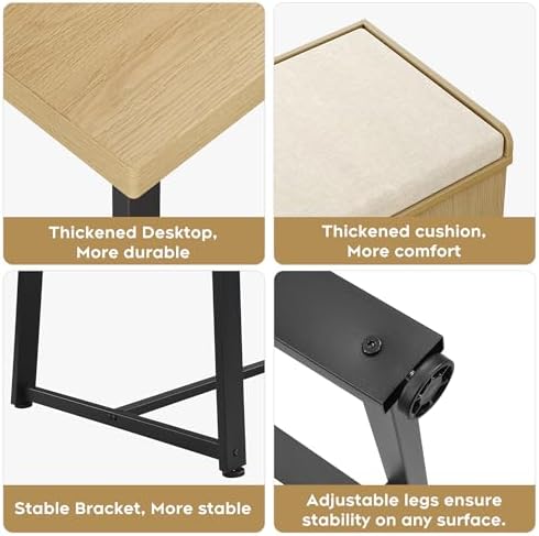 Brafab 63" Corner Dining Table Set with Hidden Storage, Natural