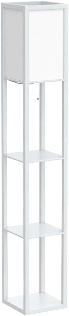 Brightech Maxwell - Modern Shelf Floor Lamp with Lamp Shade & Warm White ...