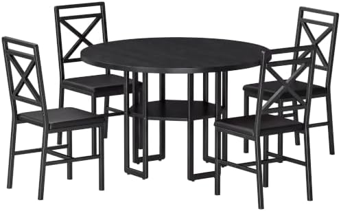 IRONCK Dining Table Set for 4, 47.2 inch Round Kitchen Table and 4 Chairs