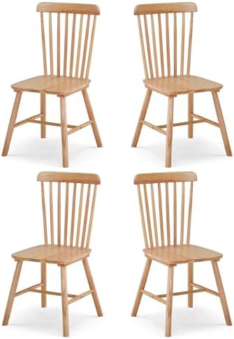 Dining Chairs Set of 4, Farmhouse Solid Wood Windsor Kitchen Chairs Set with ...