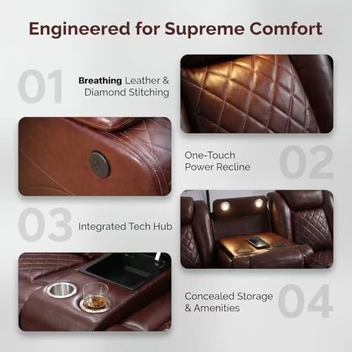 A Ainehome Power LED Reclining Sectional Sofa Set, Living Room Power Recliner...