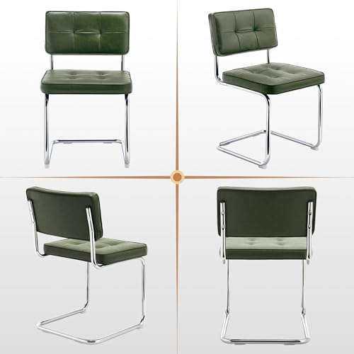 Zesthouse Faux Leather Dining Chairs Set of 4, Industrial Metal Chairs with S...