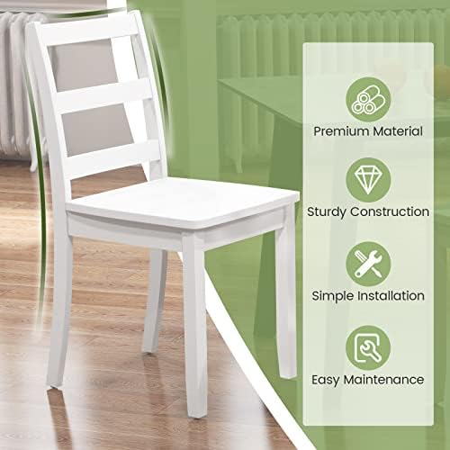 GIANTEX Wood Dining Chairs Set of 2 White - Wooden Armless Kitchen Chairs wit...