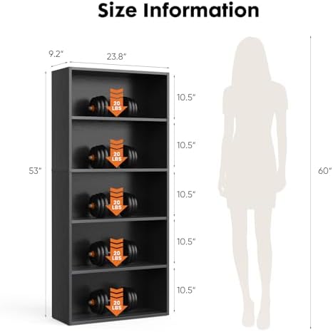 Sweetcrispy Tall Bookshelf, Book Shelf, Storage Organizer Bookcase