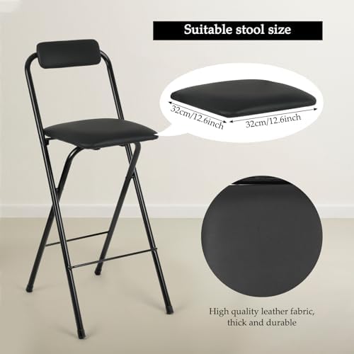Thyle 2 Pcs Folding Bar Stool with Backrest Counter Height Seat,29.5 Inch