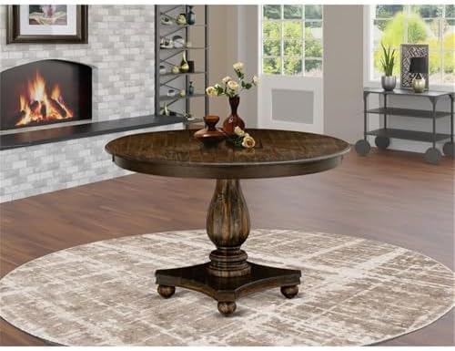 FE2-07-TP Ferris Dining Table - a Round Wooden Table Top with Pedestal Base, ...