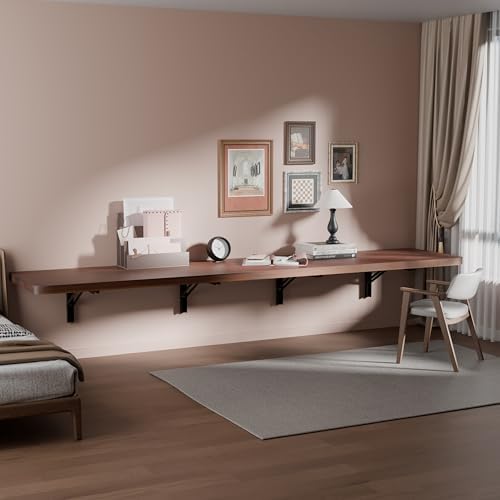 IAE Wall Mounted Folding Table with Pine Wood,72" x 16"Floating Wal...