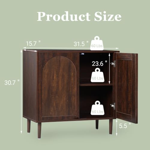 Bifins 31.5” Dark Walnut Sideboard Buffet Cabinet with Storage Set of 3