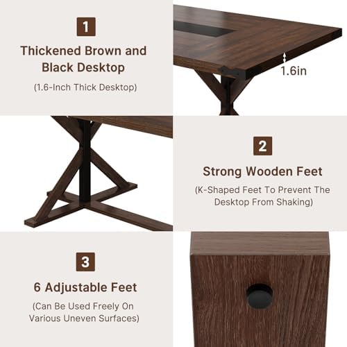 Hlivelood 94" Large Dining Table for 10 People, Rectangular Kitchen Farm...