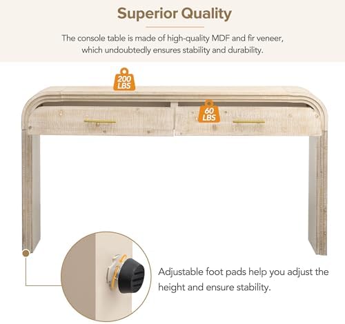59" Unique Retro Silhouette Console Table with Open Style,Two Top Drawer...