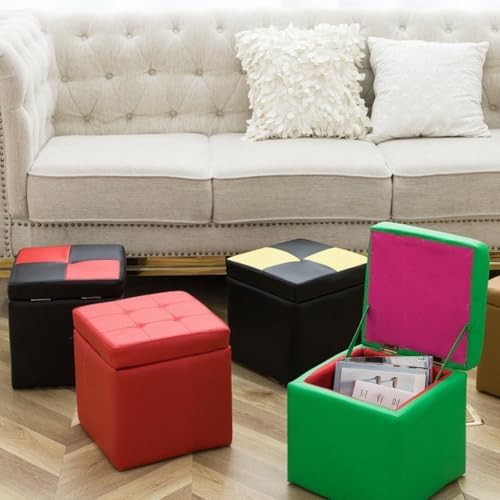Luxurious Ottoman with Storage,Upholstered Storage Ottoman Padded Seat for Li...