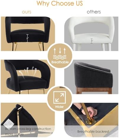 Hyfirm Black Barrel Dining Chairs Set of 4, Upholstered Velvet Dining Room Ch...