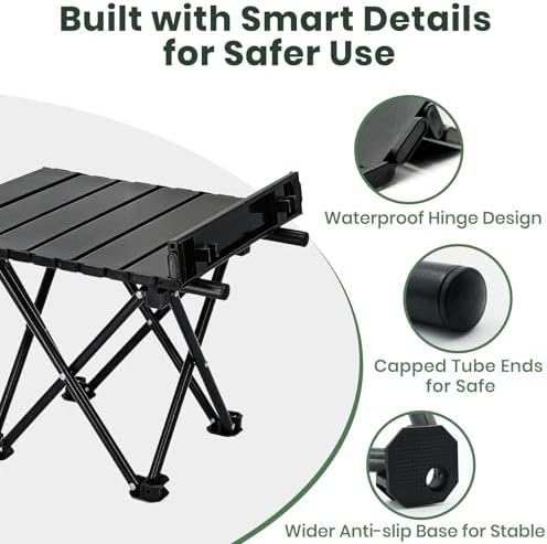 2 Pack Camping Table Foldable, Portable Folding Beach Table, Black-S | Ultral...