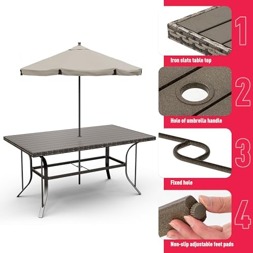 Pamapic 8504 Patio Dining 7 Piece, Outdoor Wicker Furniture Set for Backyard ...