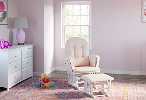 Storkcraft Premium Hoop Glider & Ottoman, White/Pink