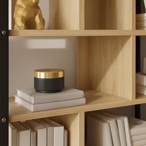 GAOMON 71.1 Inch 5 Tier Rattan Bookshelf with Storage Cabinet & Door