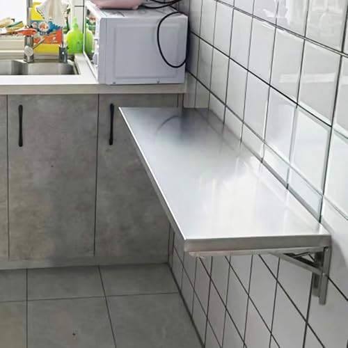 Wall Mounted Folding Table, Stainless Steel, 39.4 x 15.7 Inch