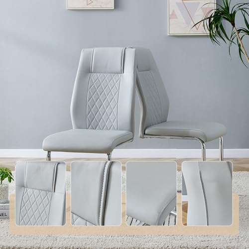JUFU Modern Dining Set Table and 4 Chairs,White Faux Marble Dining Table Set ...