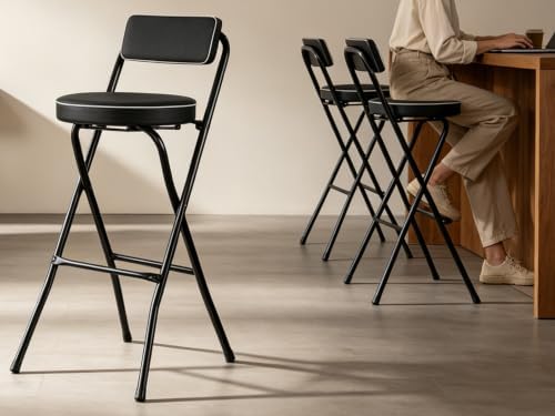 Folding Bar Stool with Footrest 1PCS Tall Folding Stool Foldable Chair