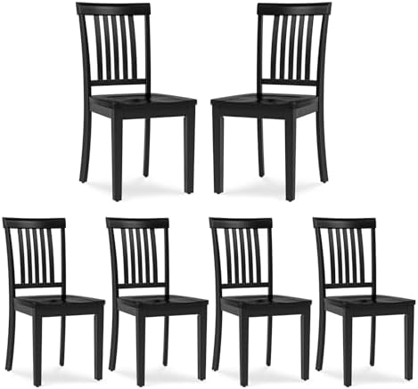 COLAMY Wooden Dining Room Chairs Set of 6, Spindle High Back Windsor Kitchen ...