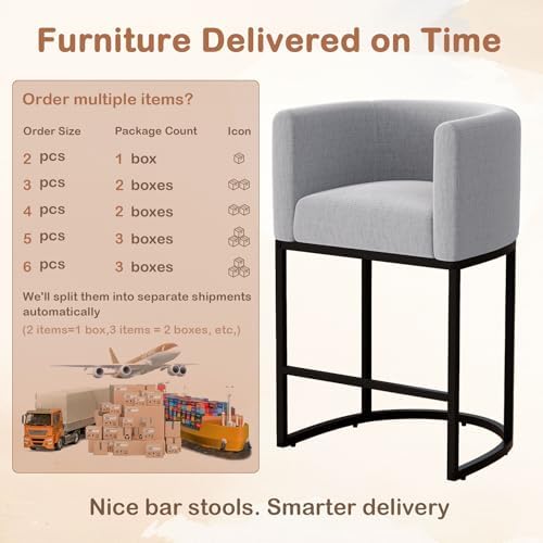26" H Counter Height Bar Stools Set of 3, Modern Barrel Counter Stools w...