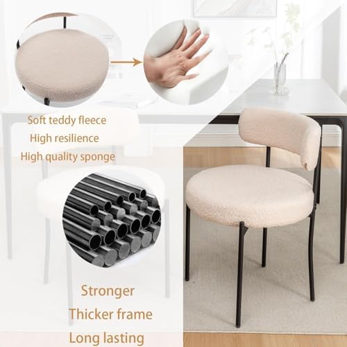 Riknuxi Boucle Dining Chairs Set of 4, Upholstered Dining Room Chairs Beige |...