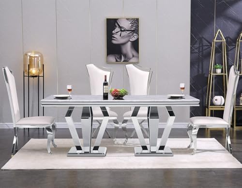ACEDÉCOR Dining Chairs, White Faux Leather Dining Chairs Set of 6, Gorgeous S...