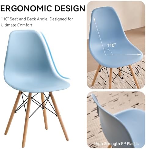 5-Piece Round Dining Set, 35.5" Blue Table Chairs Set of 4
