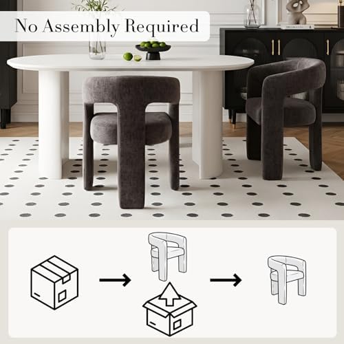 Modern Chenille Barrel Dining Chair Upholstered Fabric Dining Room Chair with...
