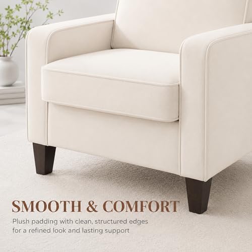 Comfy Accent Chair for Living Room, Modern Reading Chair for Bedroom, Beige |...